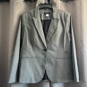 Liz Claiborne Houndstooth Patterned Gray & Black Blazer. Size 12.